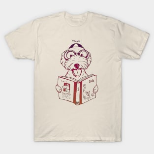 Vintage doggo reading a cat book T-Shirt